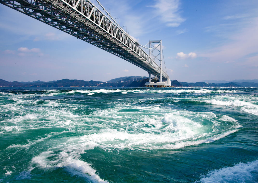 The world largest whirling waves in Naruto Channel, Japan