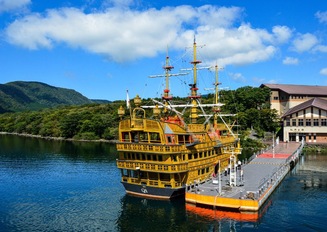 A pirate ship from on the west port of lake Ashi, Japan