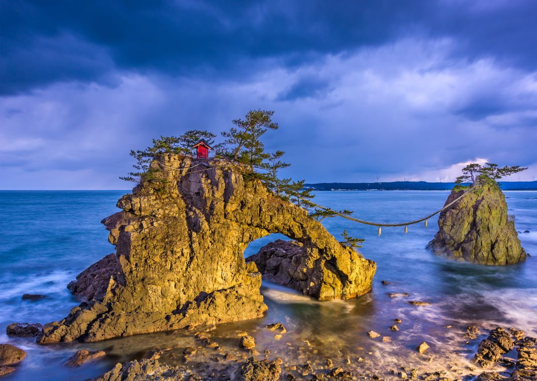 Romantic view of a rock on a peninsula