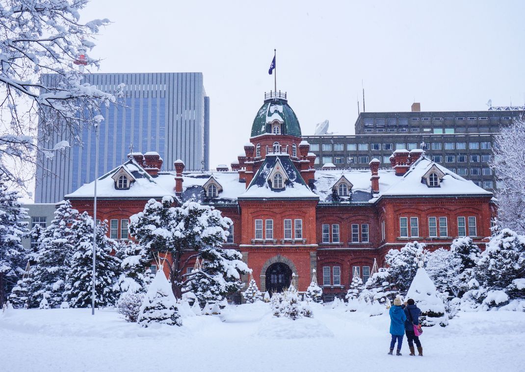 View of the Former Hokkaido Government Office in Sapporo in the snow
