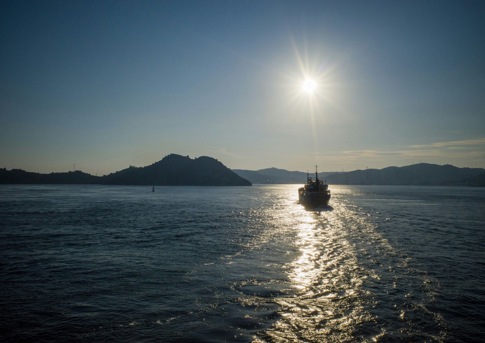 A view of a ferry coming into Naoshima Island
