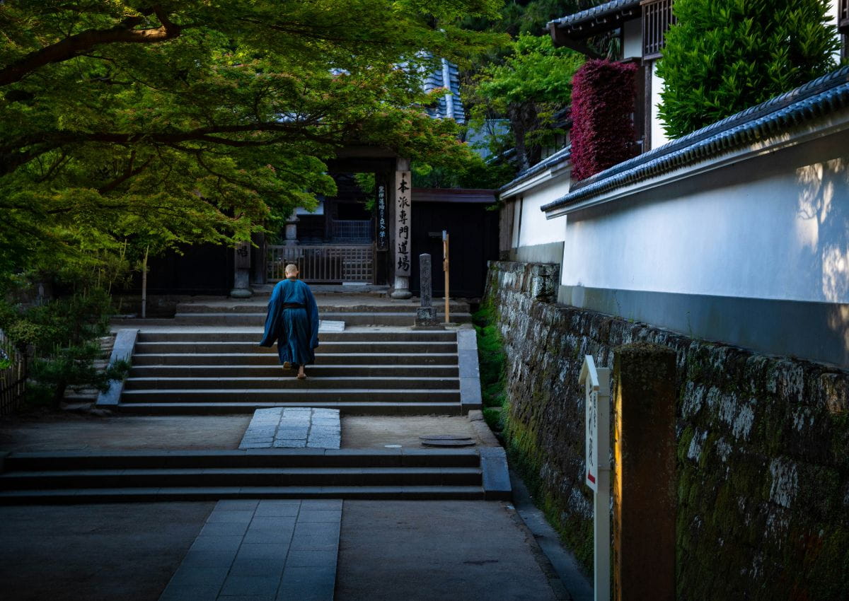 Zen monk at temple in Kamakura, Kanagawa, Japan