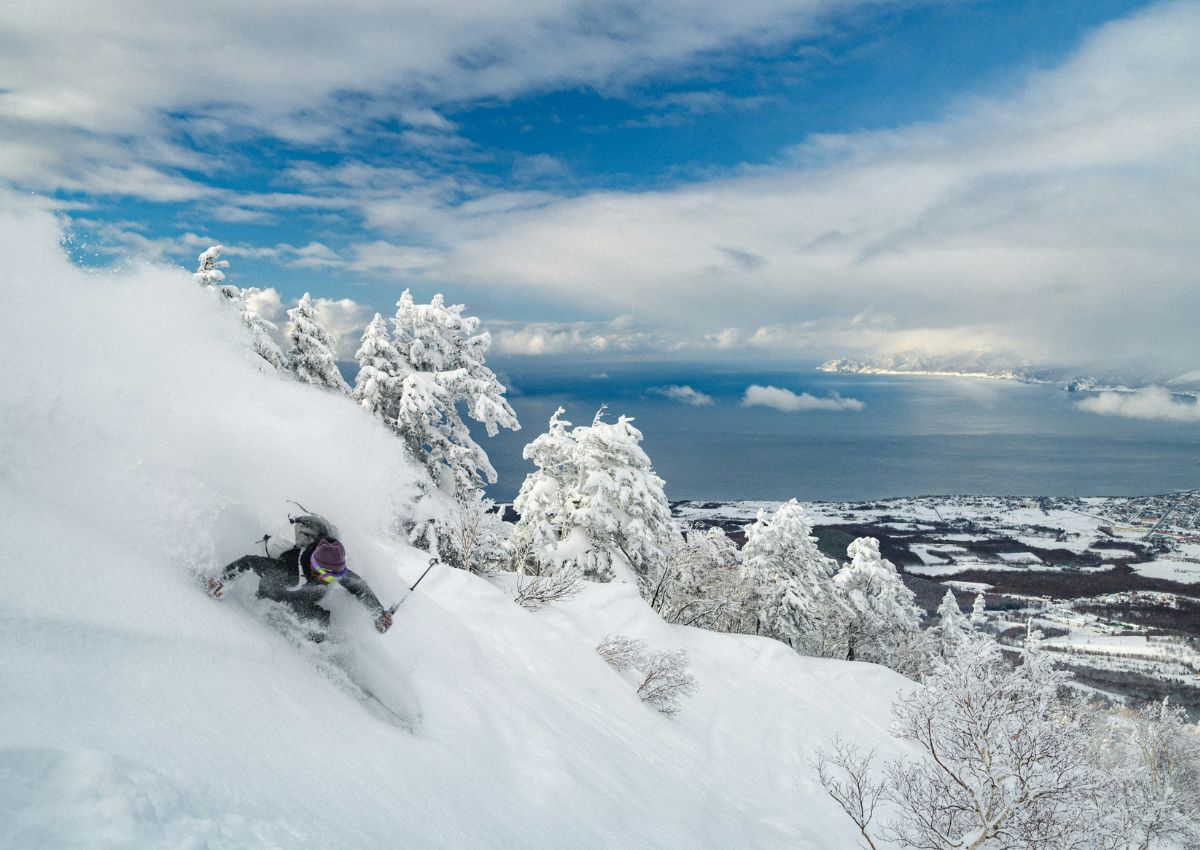Person skiing in Hokkaido, Japan