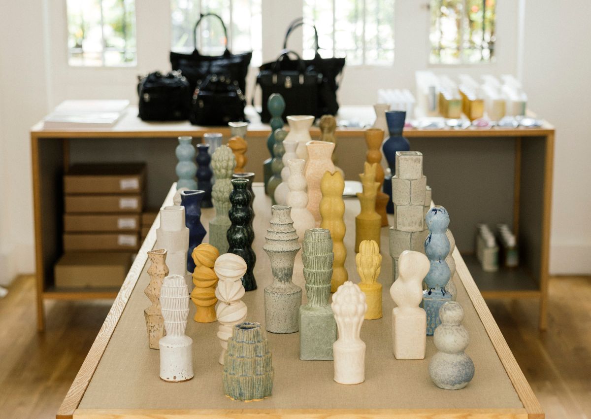 Chandeliers on display at the Tokyo Sense pop-up store.
