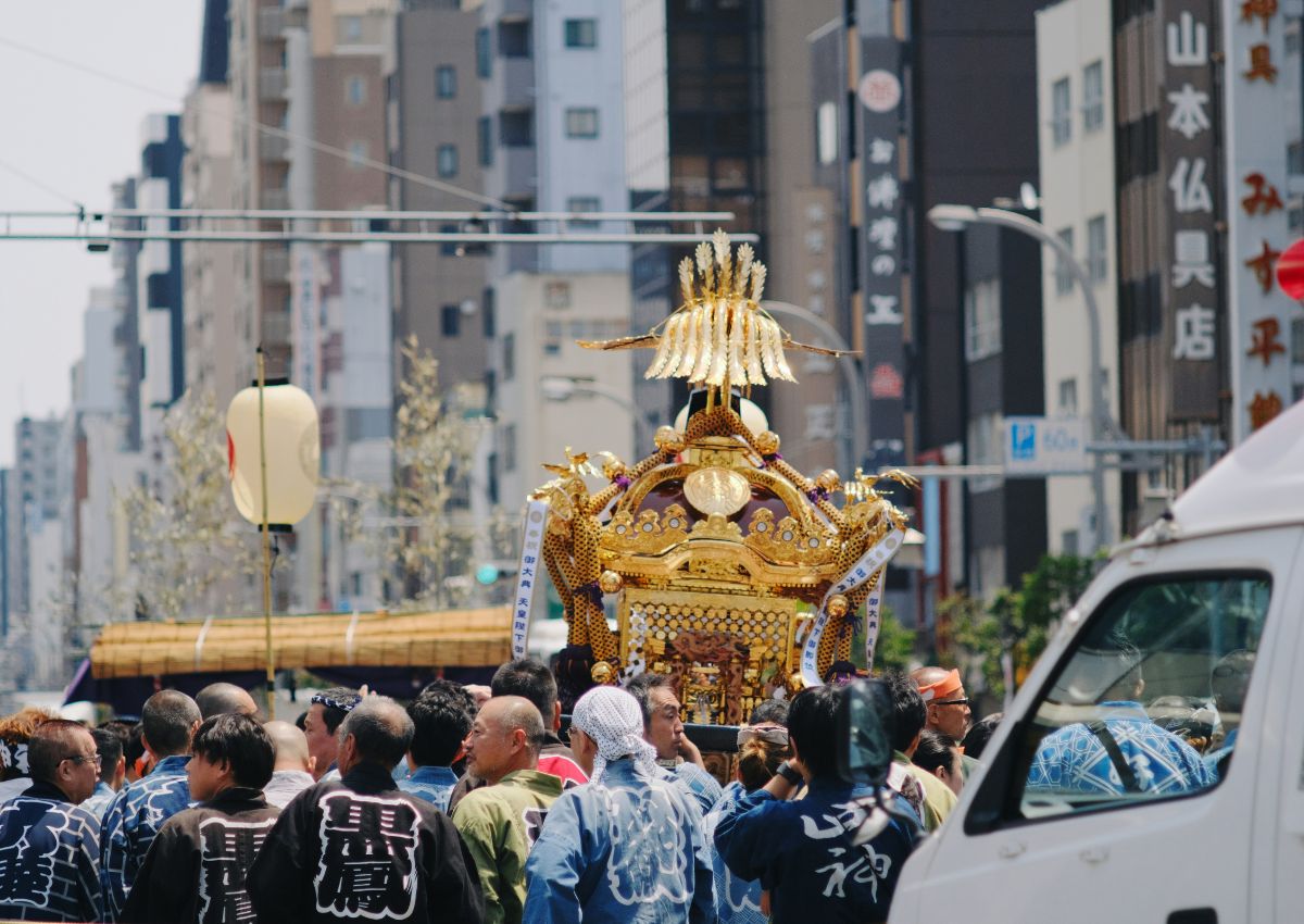 Matsuri procession carrying portable shrin, Tokyo
