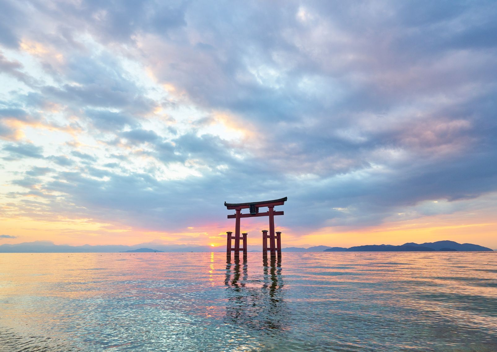 Sunrise in Japan, Lake Biwa in Shiga Prefecture