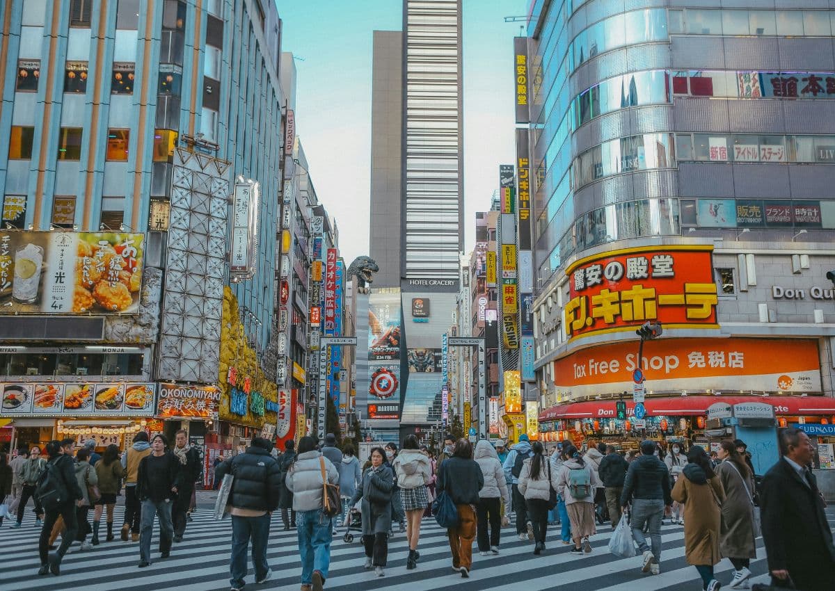 Pedestrians in Kabukicho, Shinjuku, Tokyo