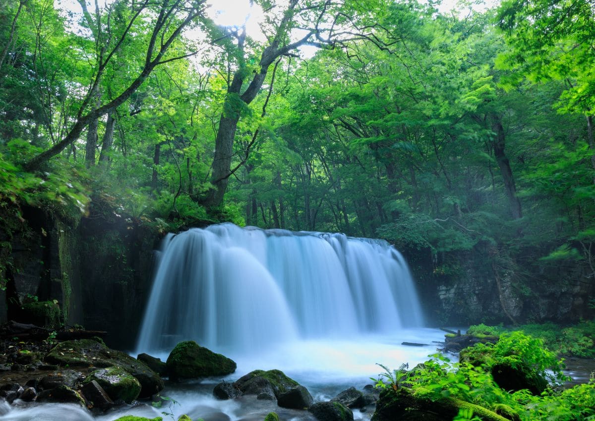 Choshi Otaki Falls in Oirase Gorge, Aomori, Japan