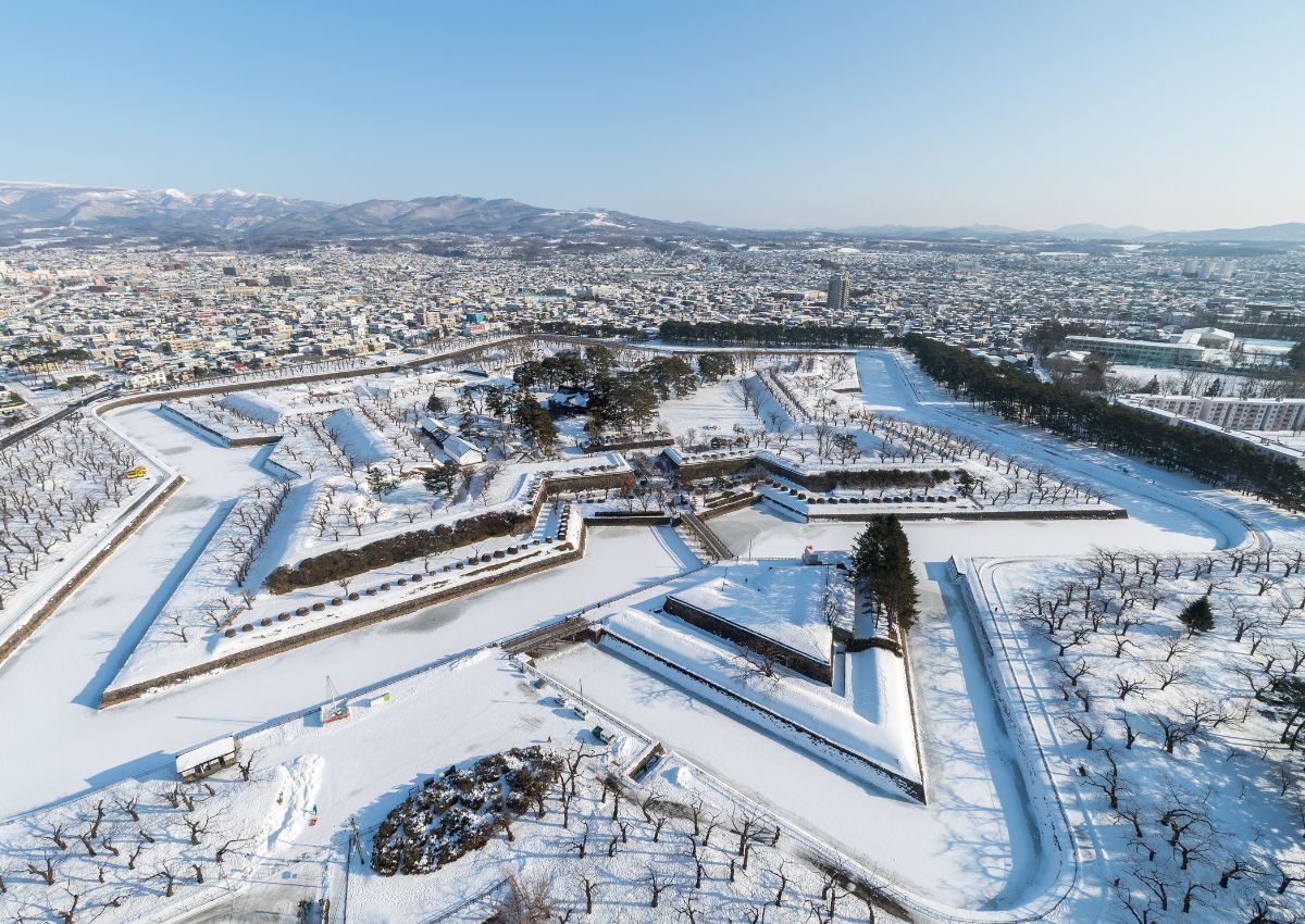 Hakodate, Japan at Fort Goryokaku in winter