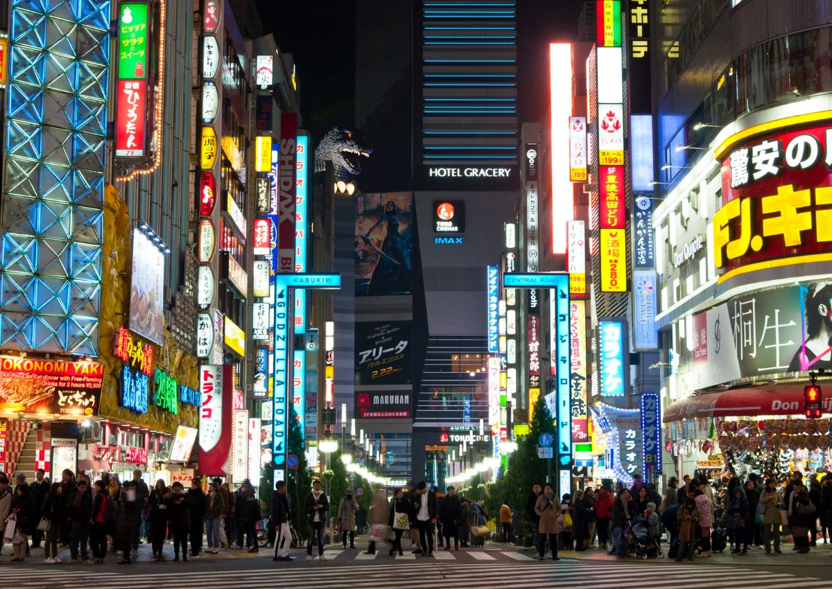 Street in Shinjuku district, Tokyo, Japan