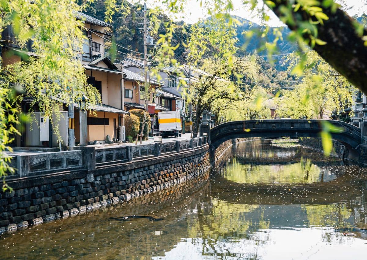 Kinosaki onsen village in spring, Hyogo, Japan