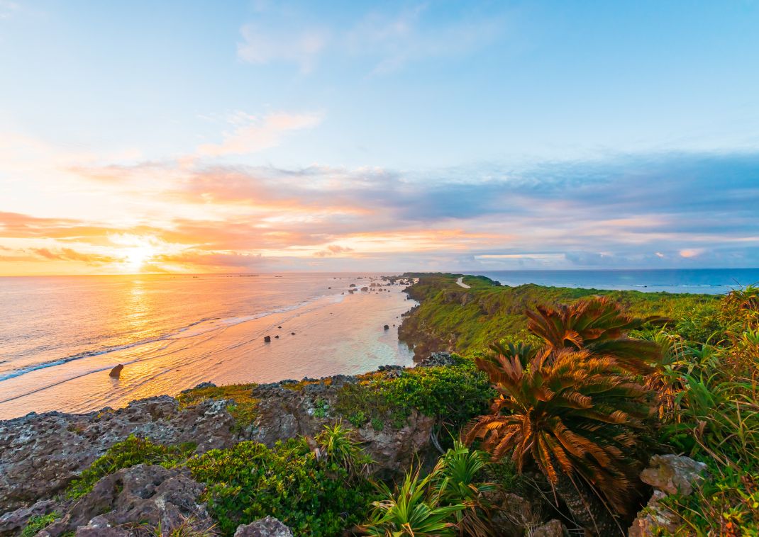 Sunrise at seascape in Okinawa, Japan