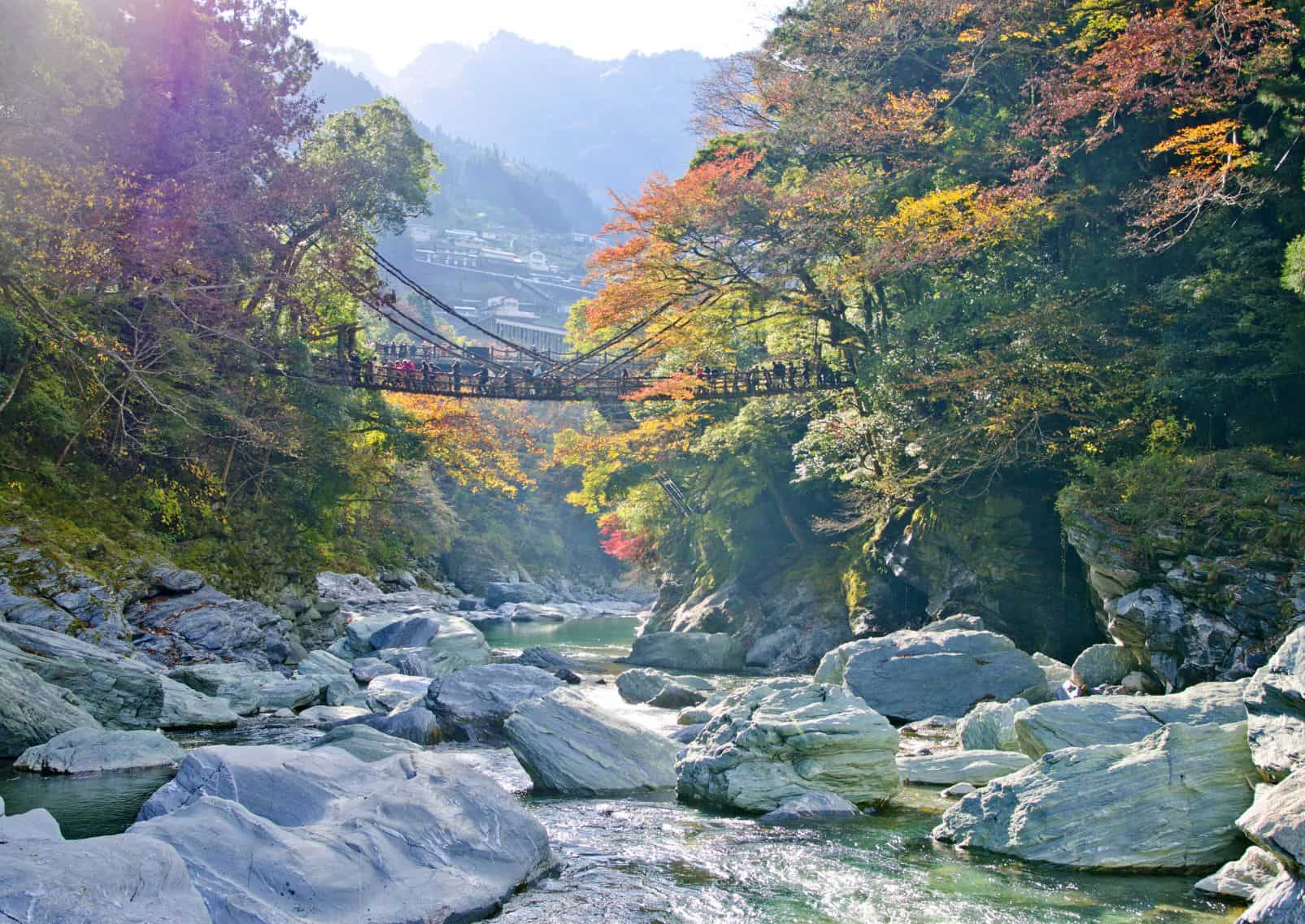 The Iya valley and Kazurabashi bridge, Tokushima, Shikoku, Japan