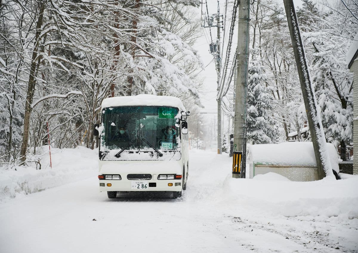 Local shuttle bus in Hakuba, Nagano, Japan