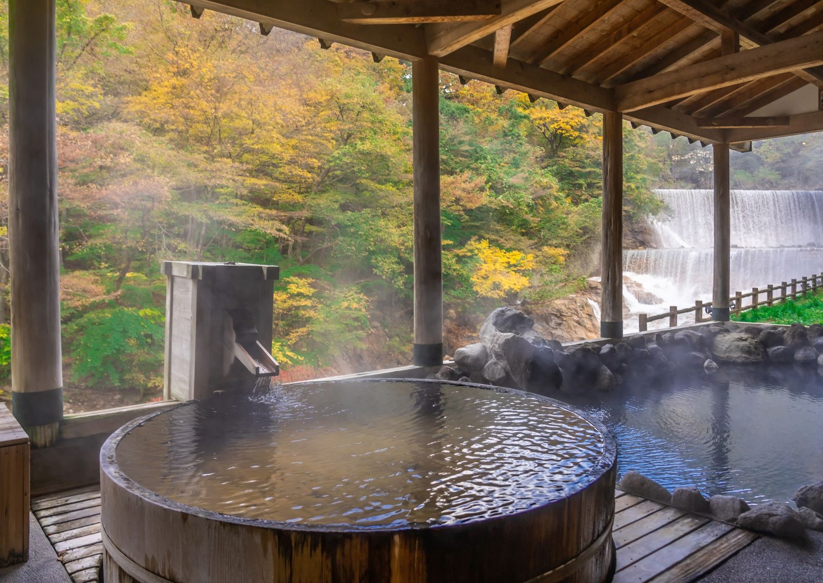 Hot spring bath in Takayu Onsen, Fukushima, Japan