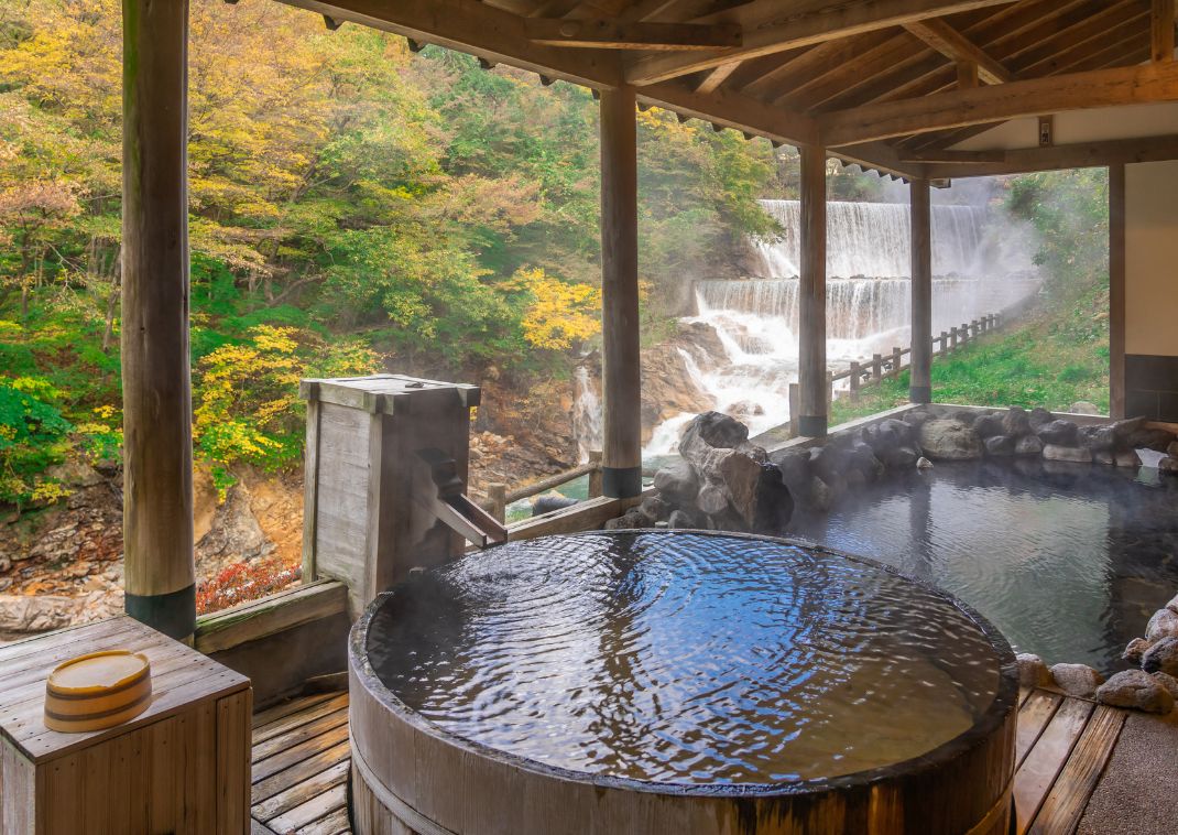 Hot Spring bath in Kurokawa Onsen town, Aso, Japan