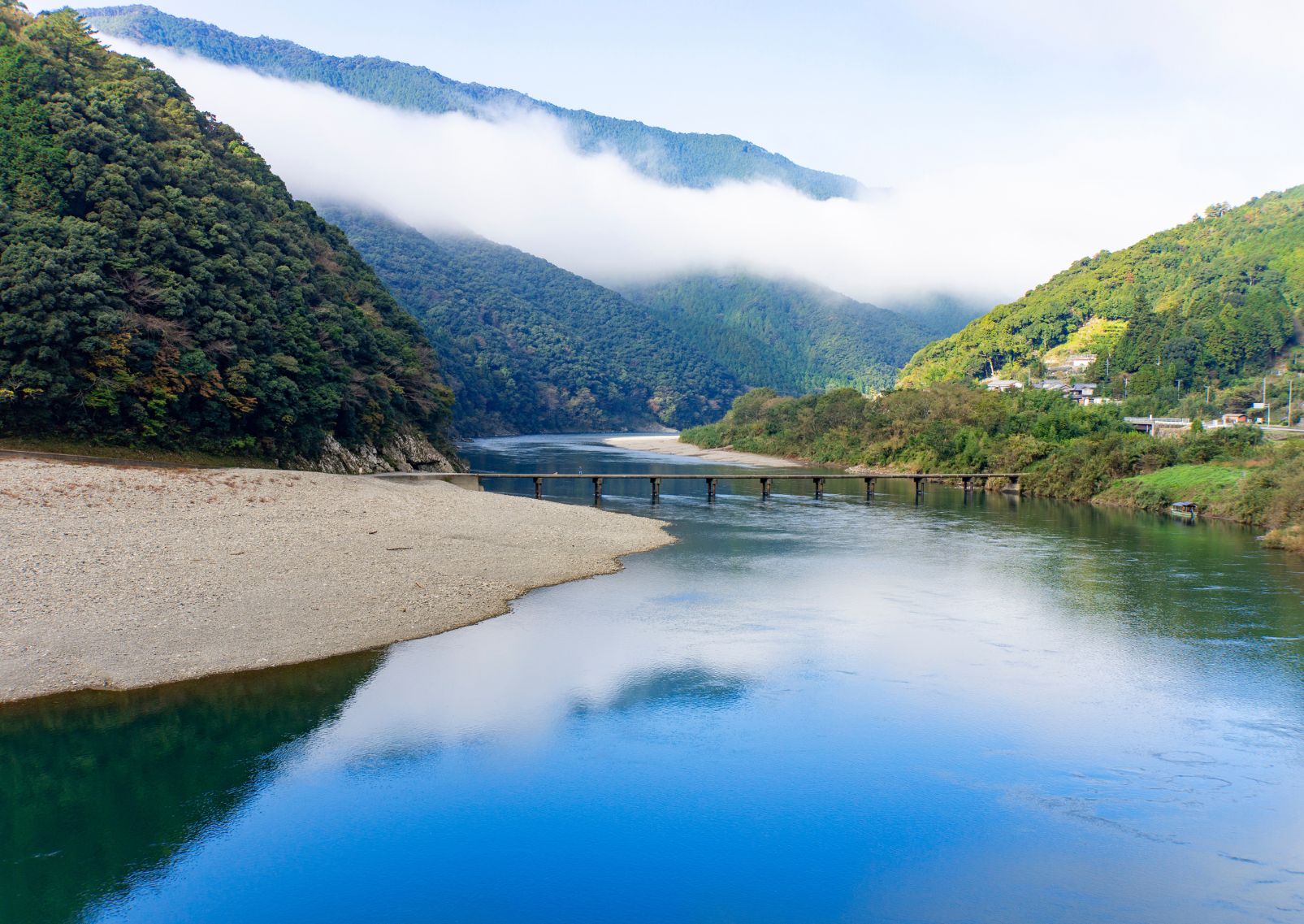 Iwama Bridge on Shimanto River, Kochi, Japan
