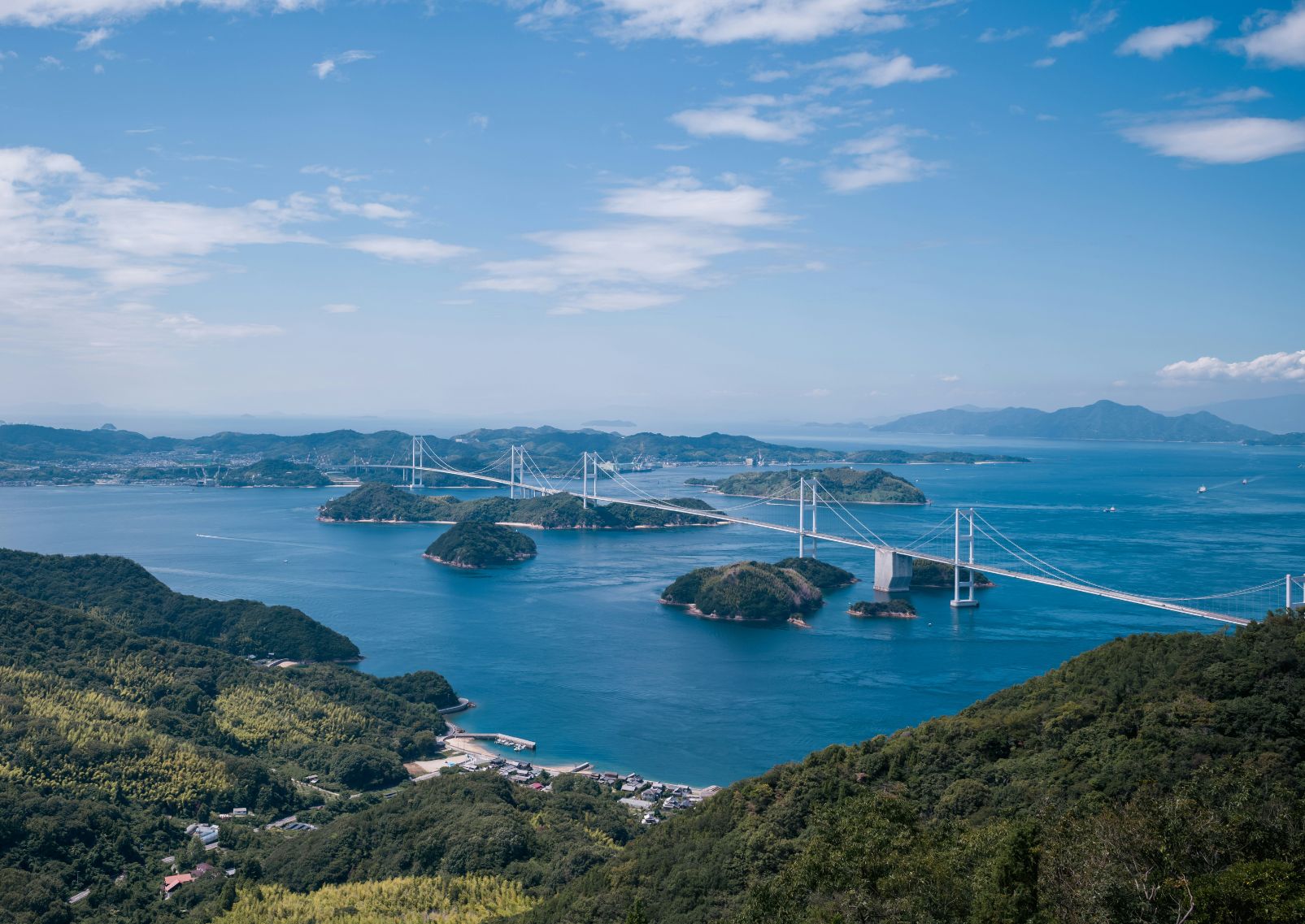Aerial view of small islands on the Seto Inland Sea, Setouchi, Japan