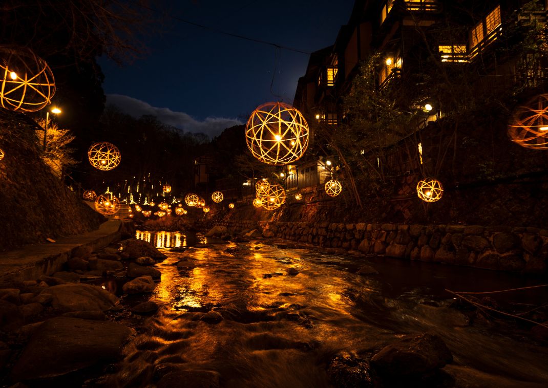 Kurokawa onsen by night, Japan