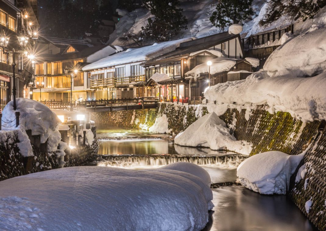 Ginzan Onsen in winter, Yamagata, Japan