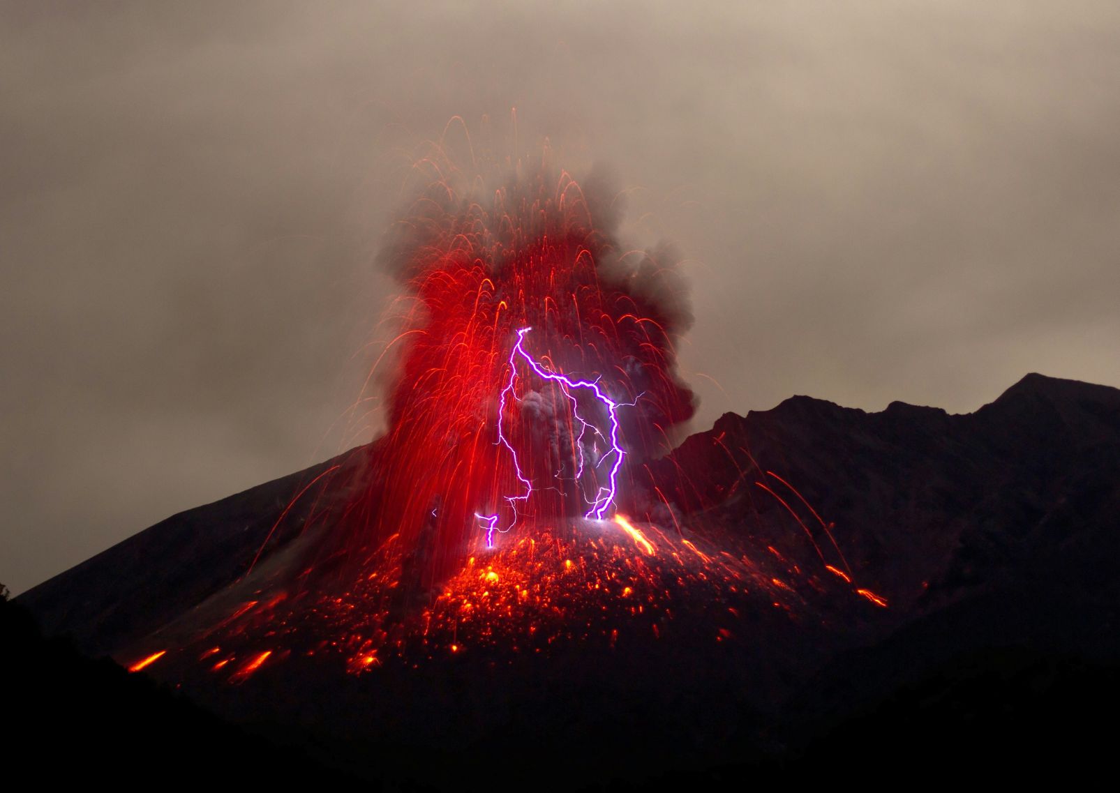 Eruption of Sakurajima volcano on Japanese island Kyushu