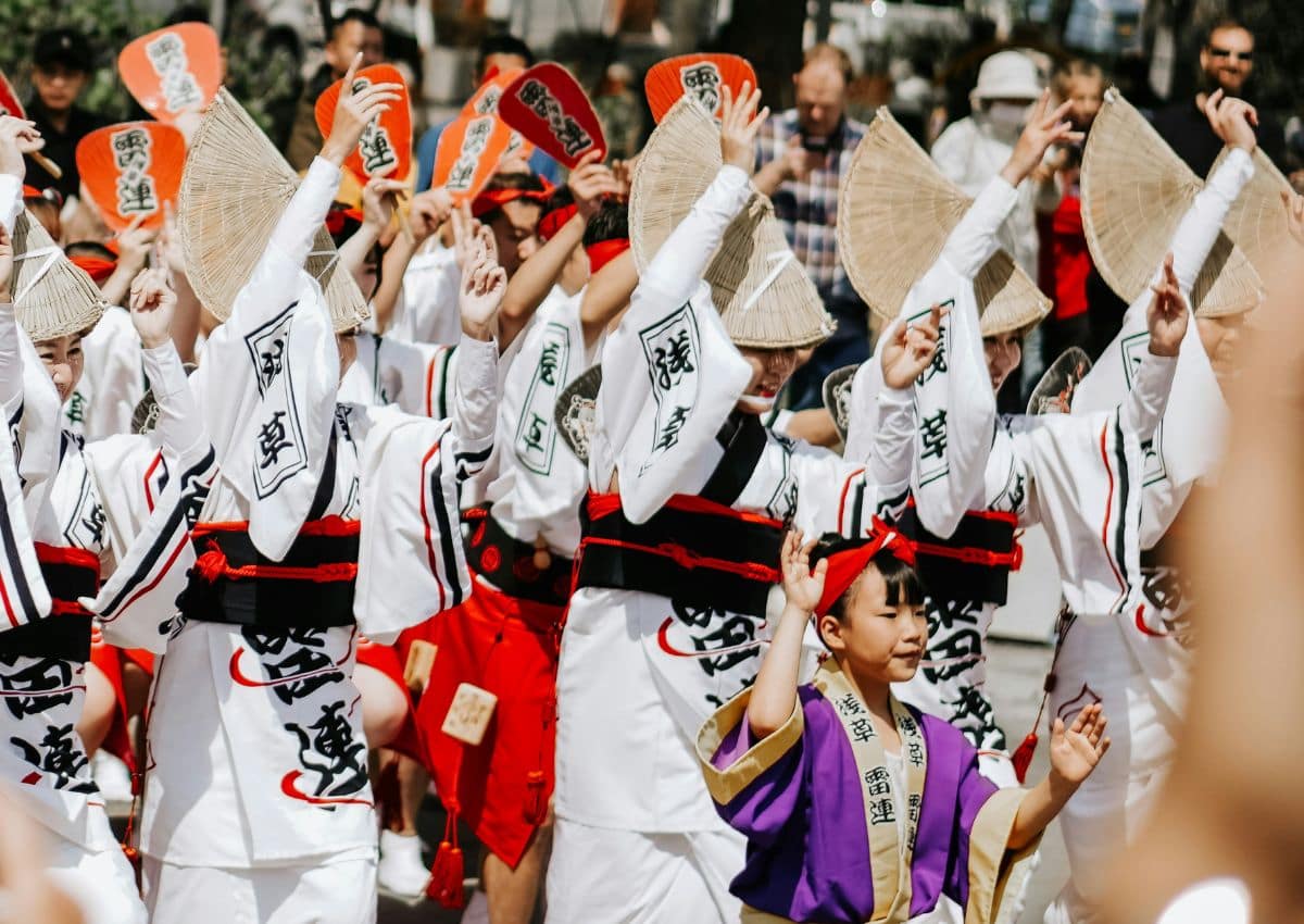 Japanese dancers at Awa Odori festival, Asakusa, Tokyo
