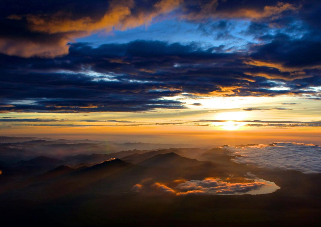 Sunrise from the top of Mt Fuji, Japan