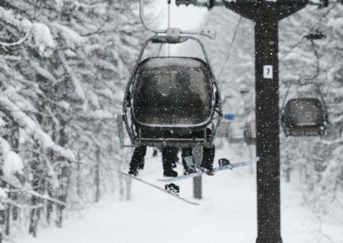 Ski lift in Hakuba ski resort, Japan