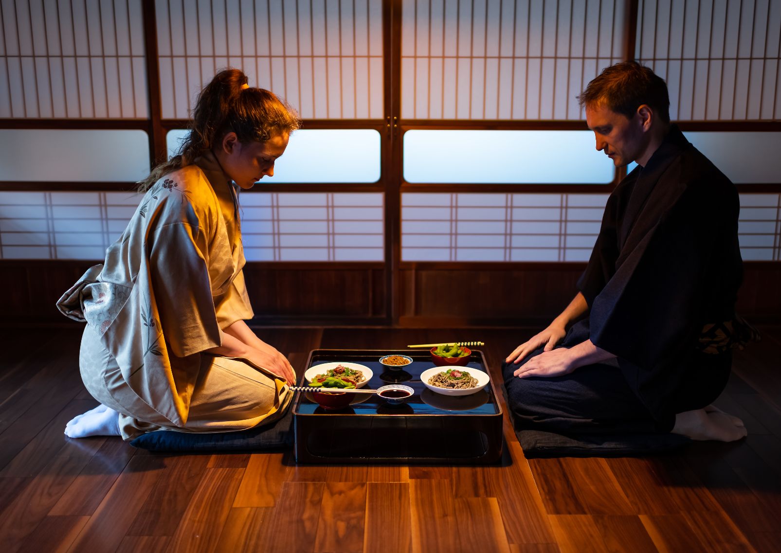 Japanese dishes in bowls