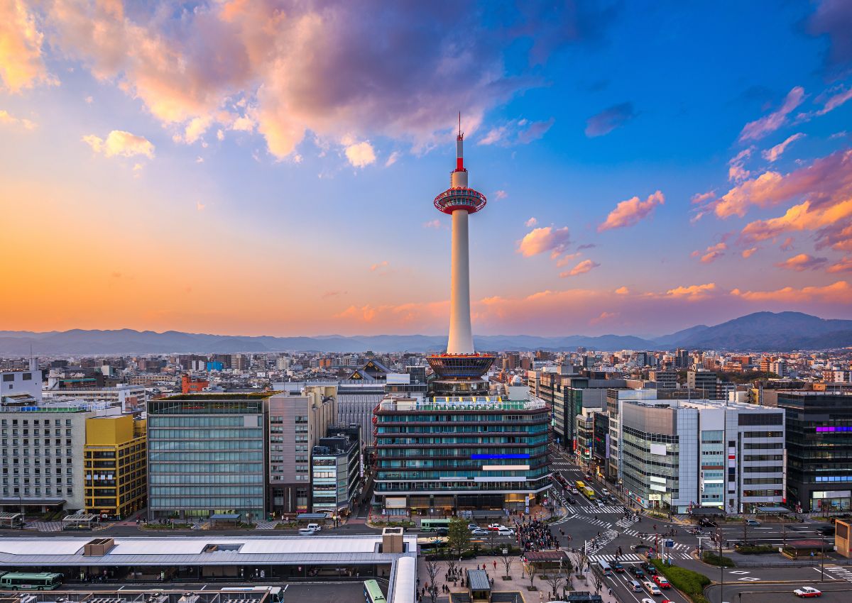  View of Kyoto Tower from Kyoto Station, Kyoto, Japan