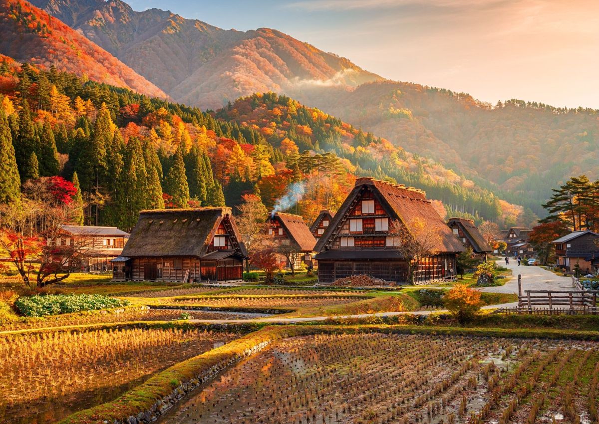 Autumn scenery in Shirakawa-go village, Gifu, Japan