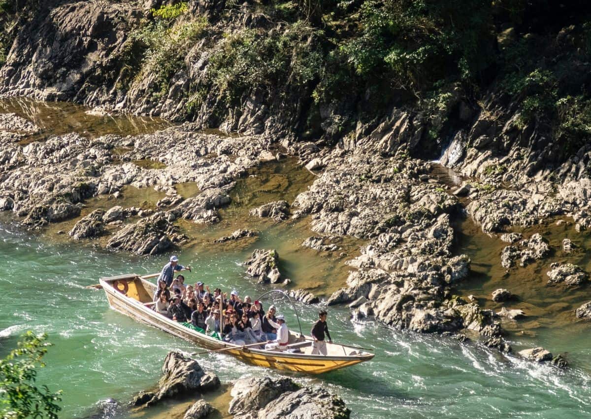 Boat ride through Hozu River’s gorge, Arashiyama, Kyoto