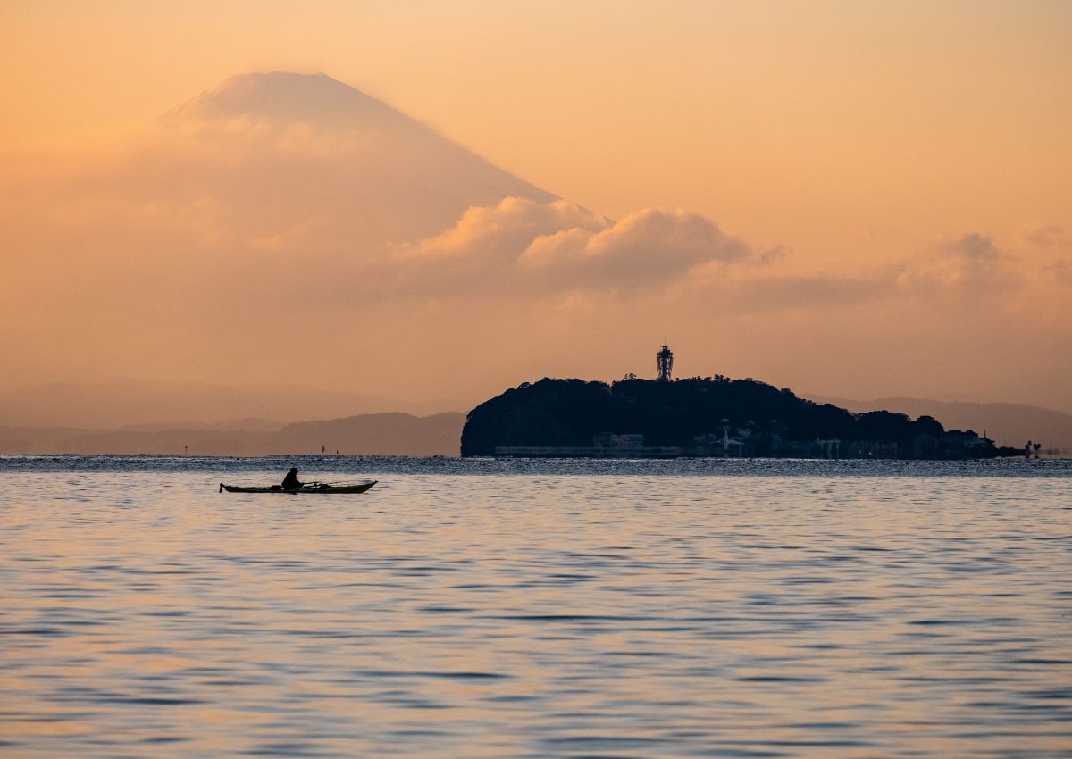 Enoshima Island with Mt Fuji, Fujisawa