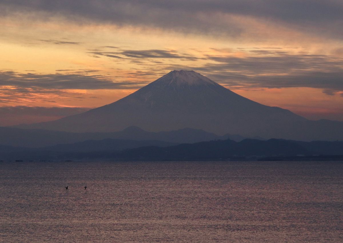 Mt Fuji at sunset from Enoshima Sea Candle, Fujisawa