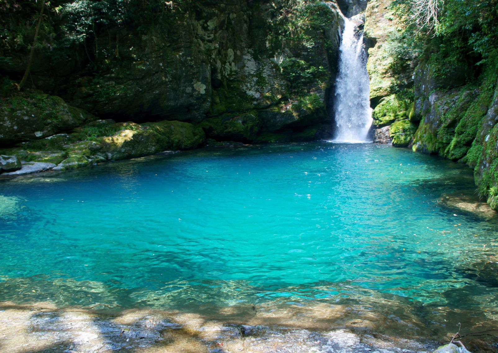 Blue waterfall at Niyodo River, Kochi, Japan