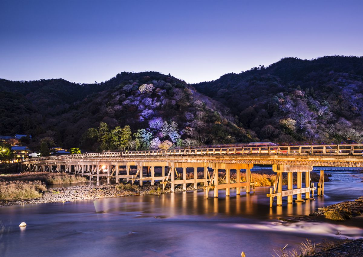 Arashiyama’s Togetsukyo Bridge at night, Kyoto