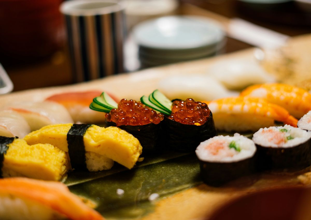 A plate of freshly made sushi, Kyoto, Japan