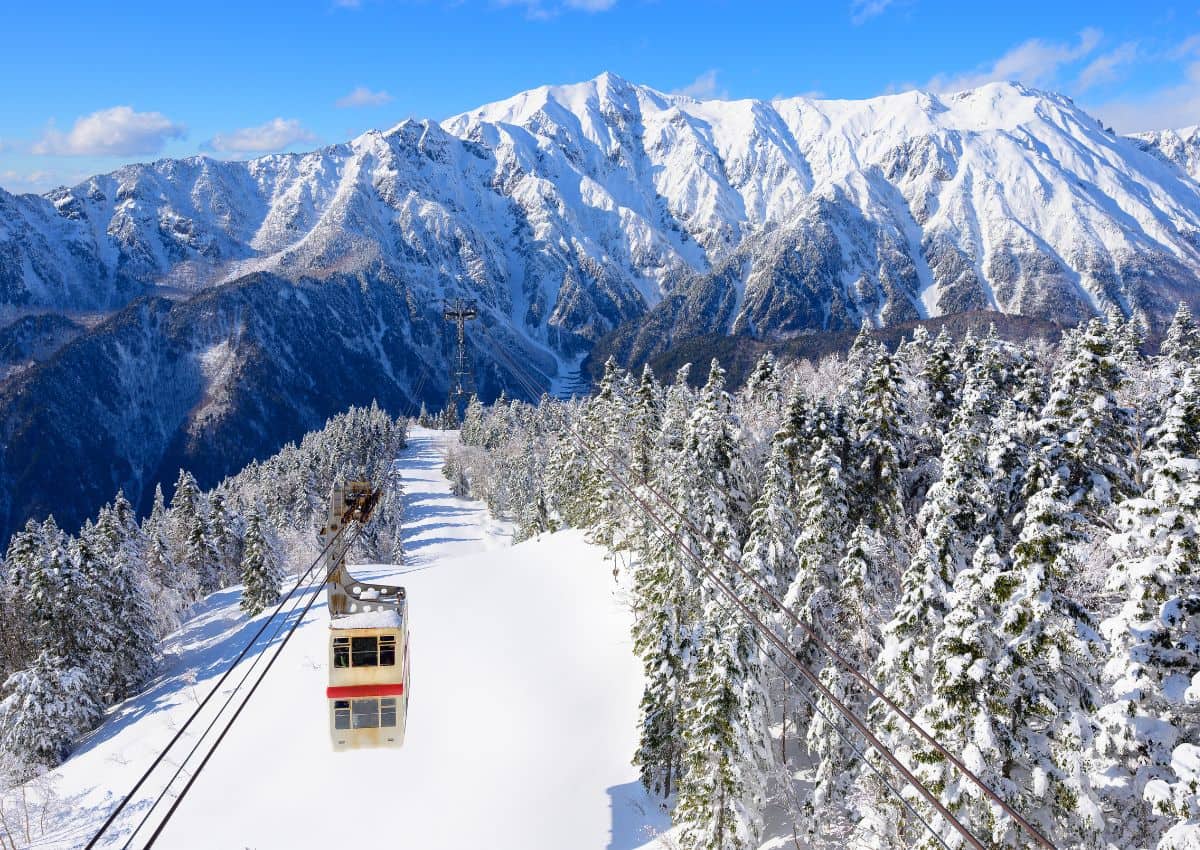 Shin-Hotaka Ropeway on Mt Hotaka in winter, Nagano