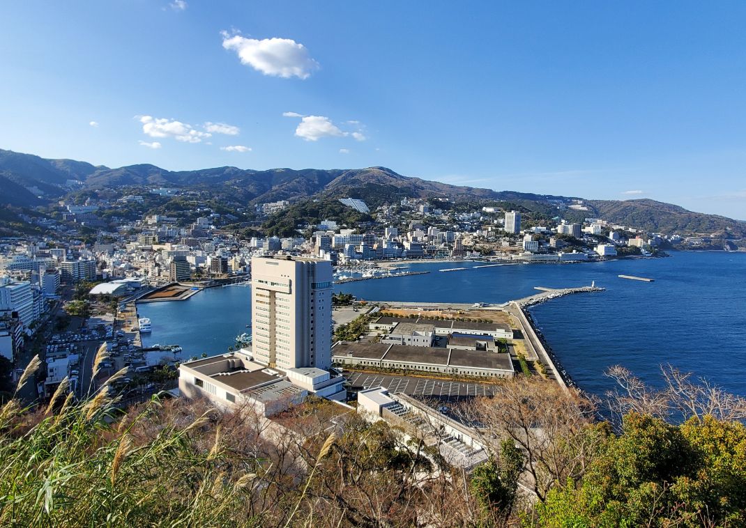 The Atami beaches down below