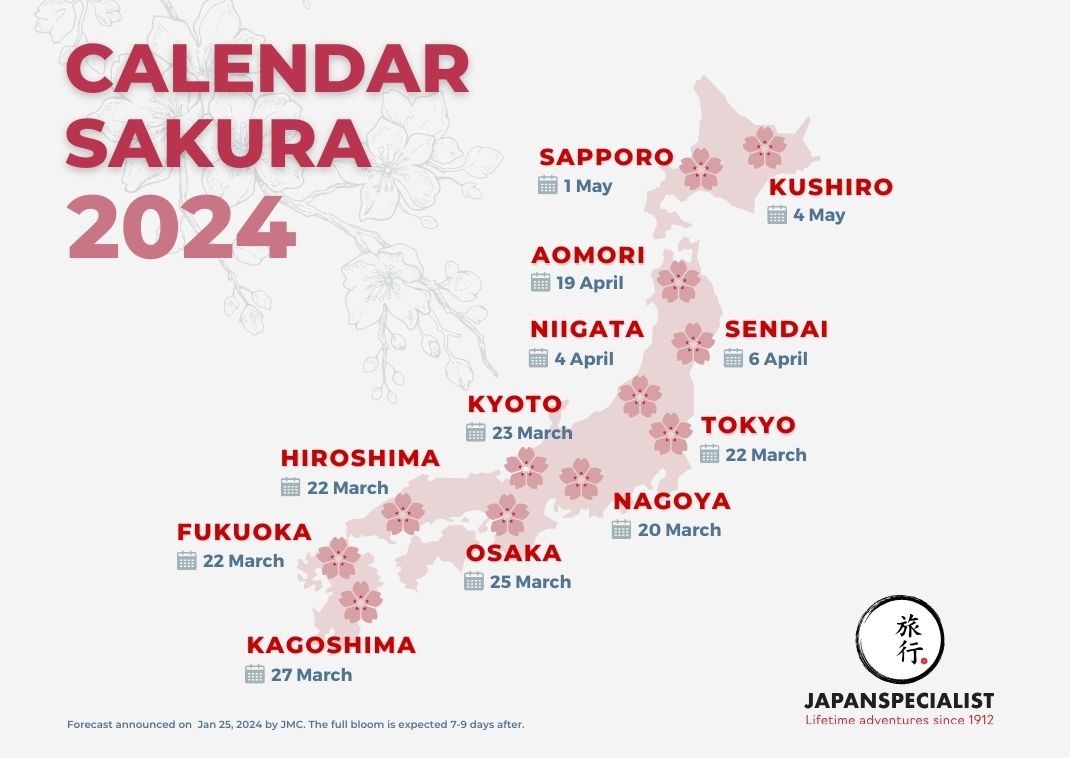 The Official Japan Cherry Blossom Forecast for 2024 Japanspecialist