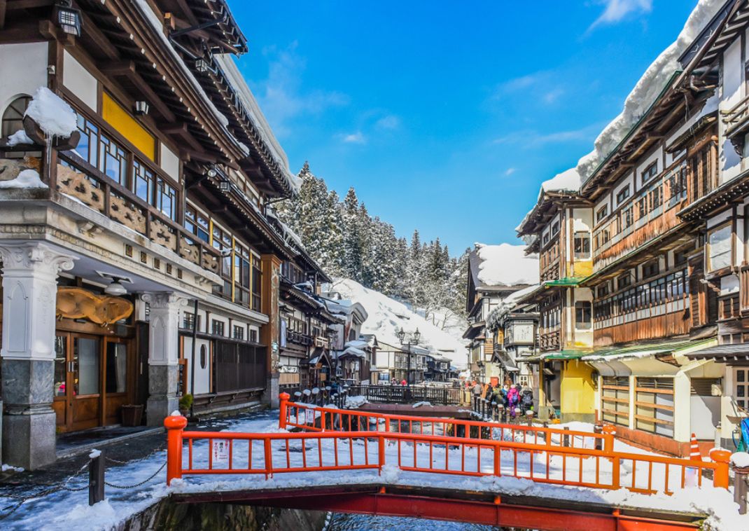 Ginzan Onsen landscape in Yamagata

