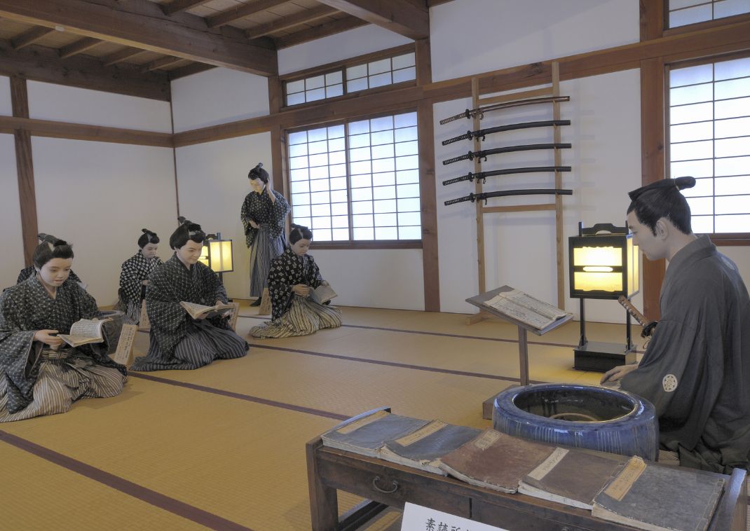 Aizu institutions of higher education with samurai figures