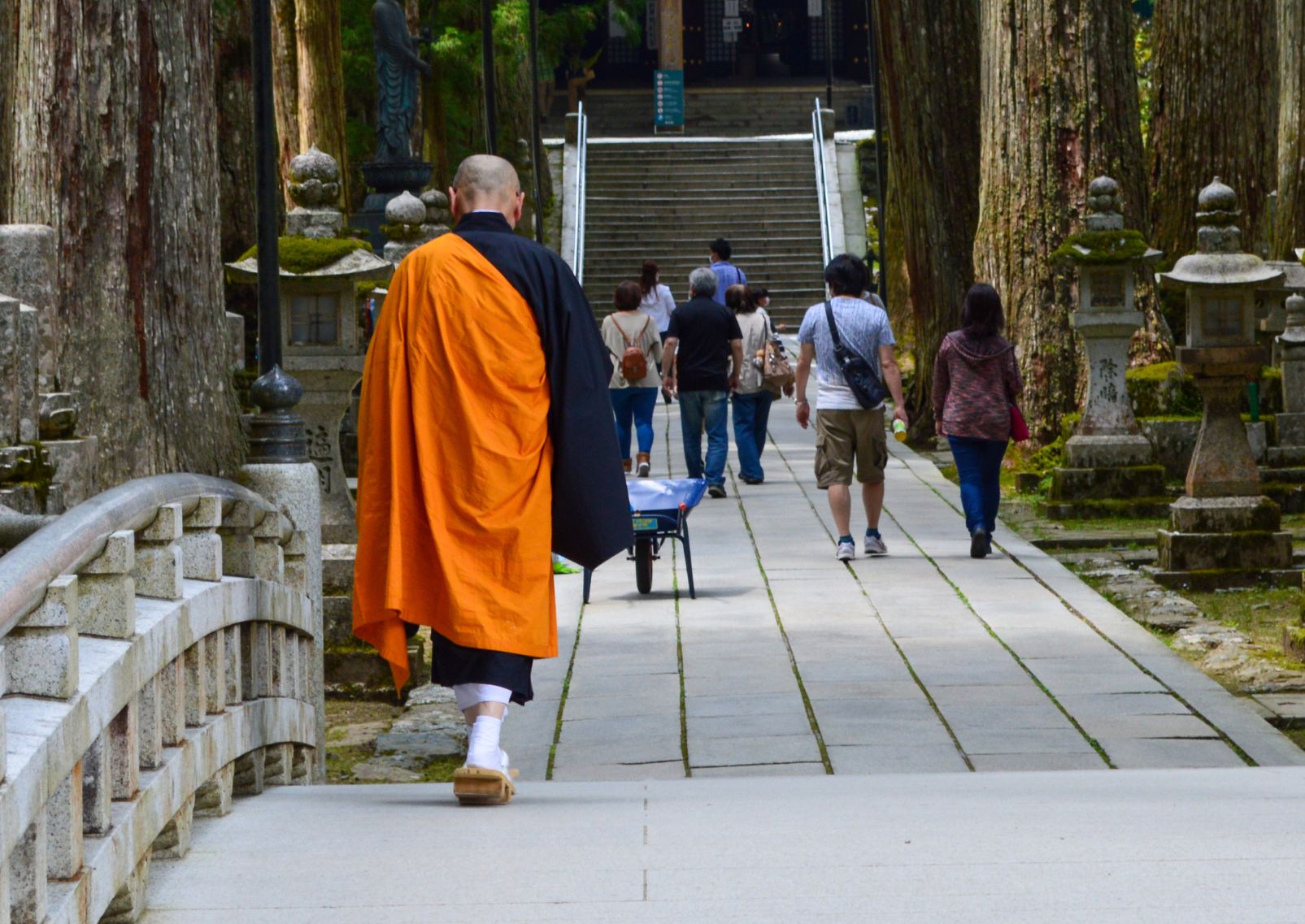 A monk walking on mount koya