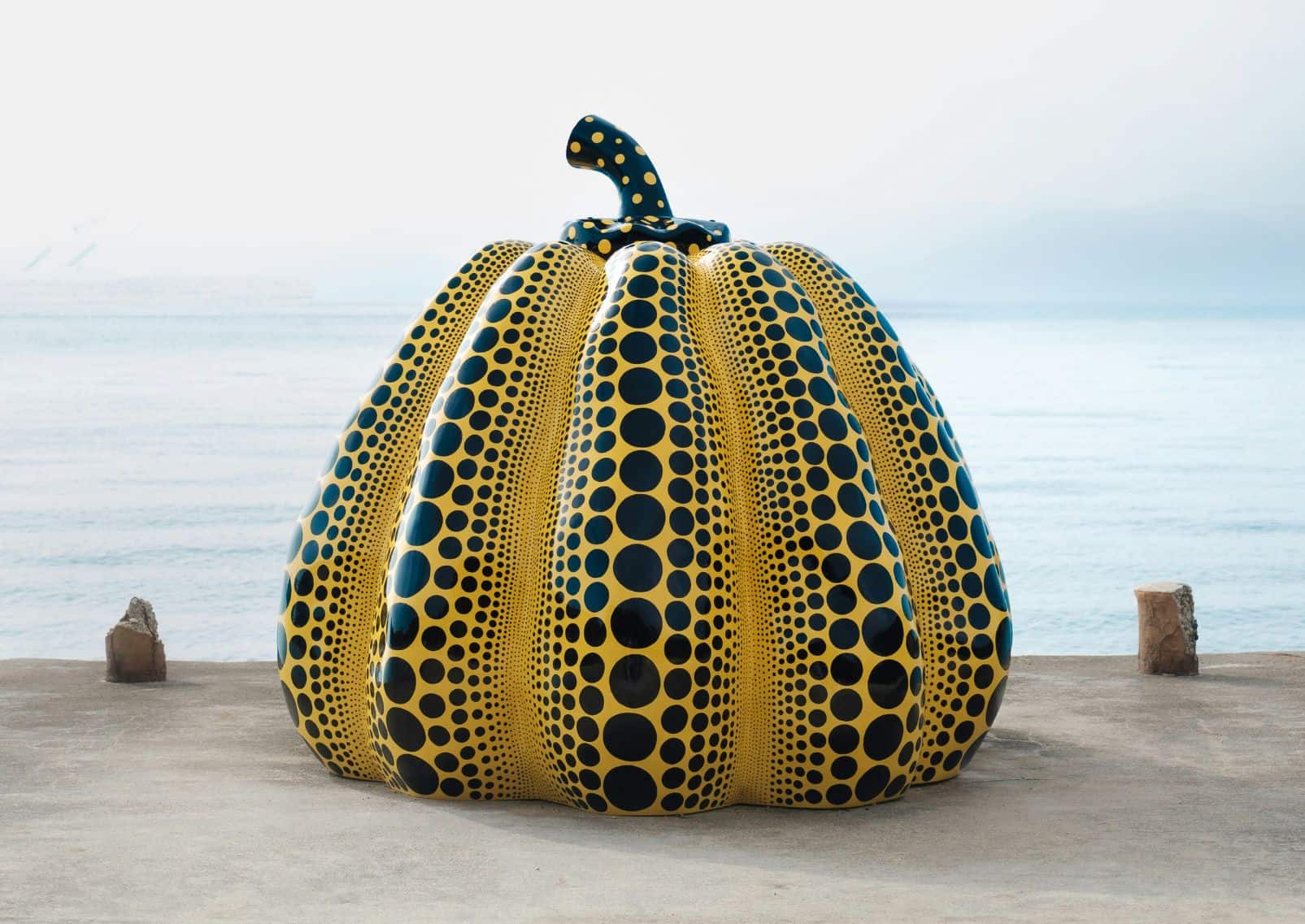Yayoi Kusama’s Yellow Pumpkin statue on Naoshima Island, Japan