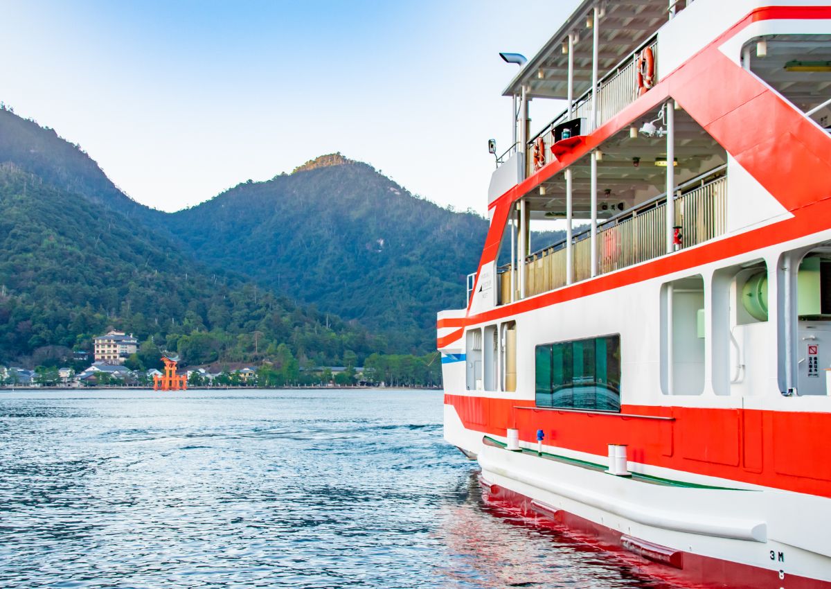 Ferry approaching Miyajima Island