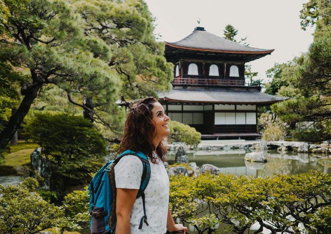 Young woman traveller in Kyoto