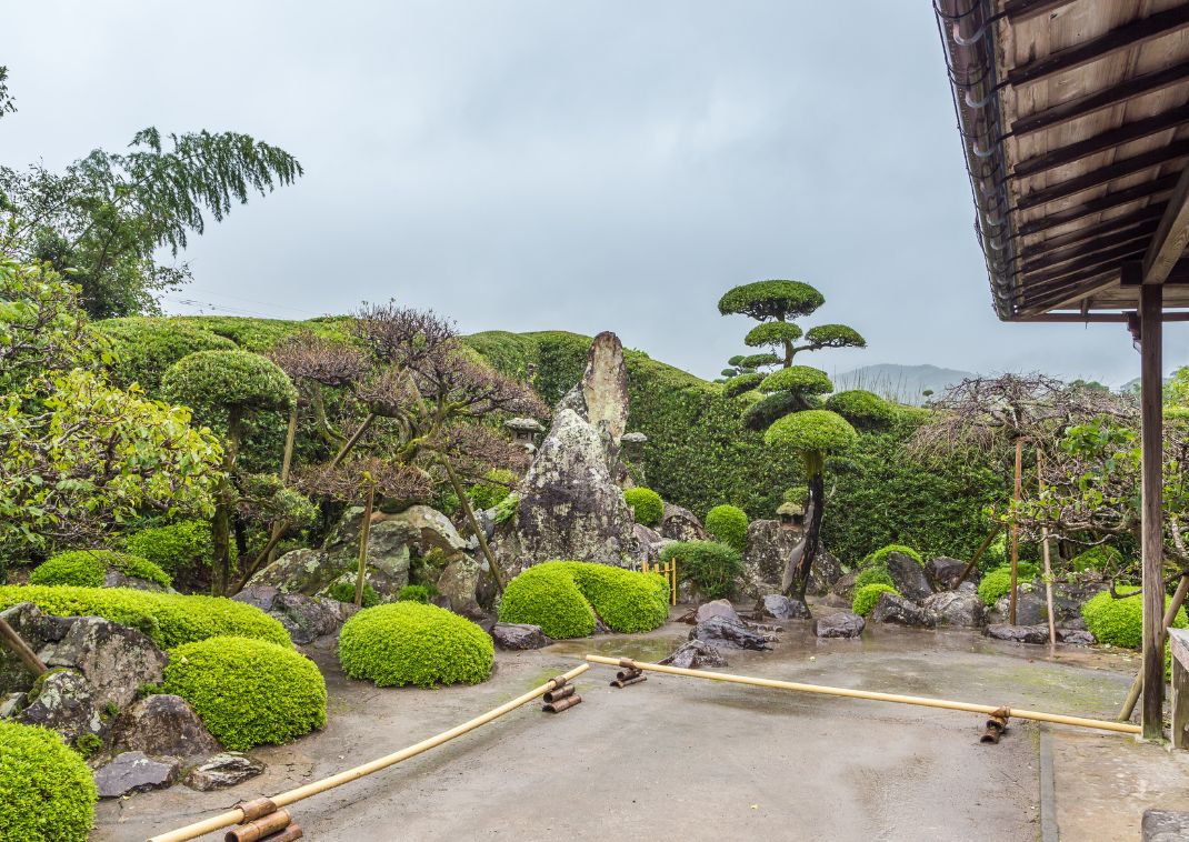 Japanese garden in Chiran Samurai district in Kagoshima, Japan