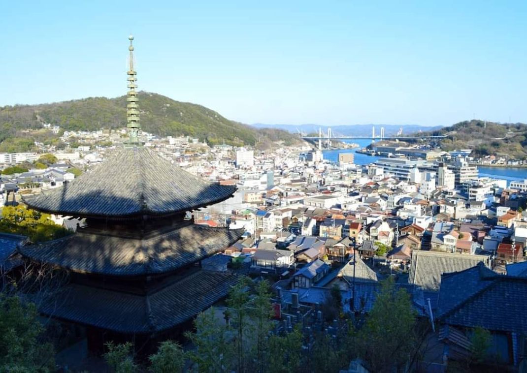 The pagoda as seen from beneath Senkoji