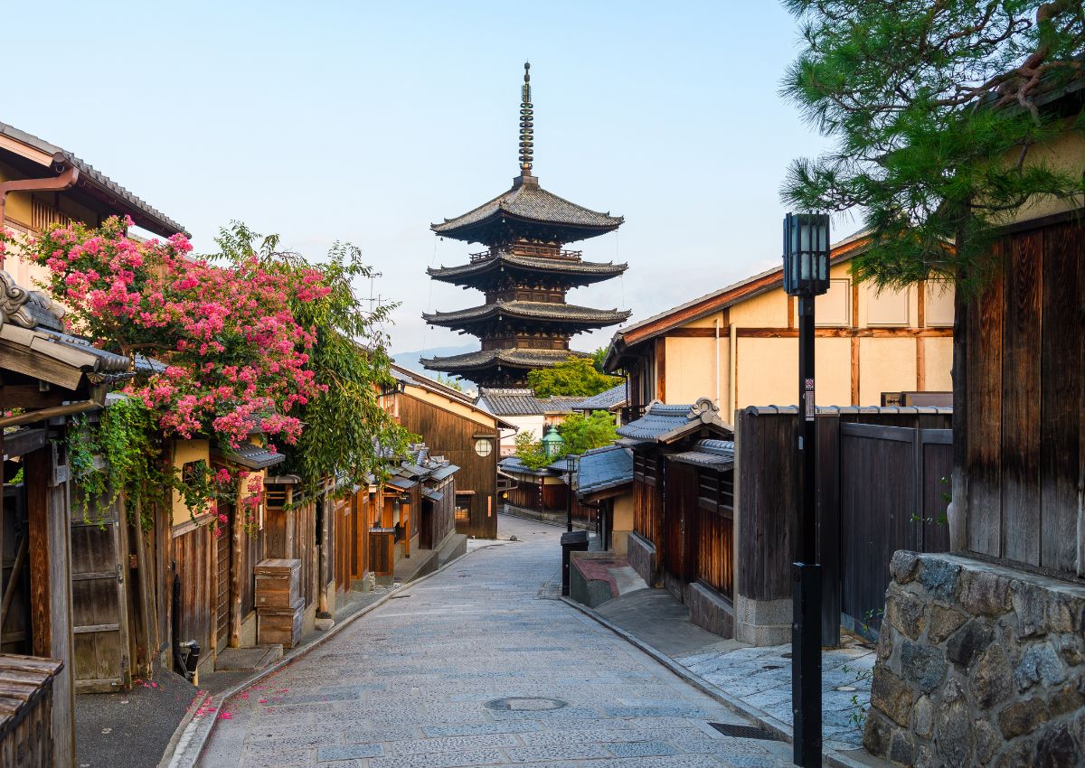 The wooden stage of Kiyomizu-dera temple, Kyoto, Japan