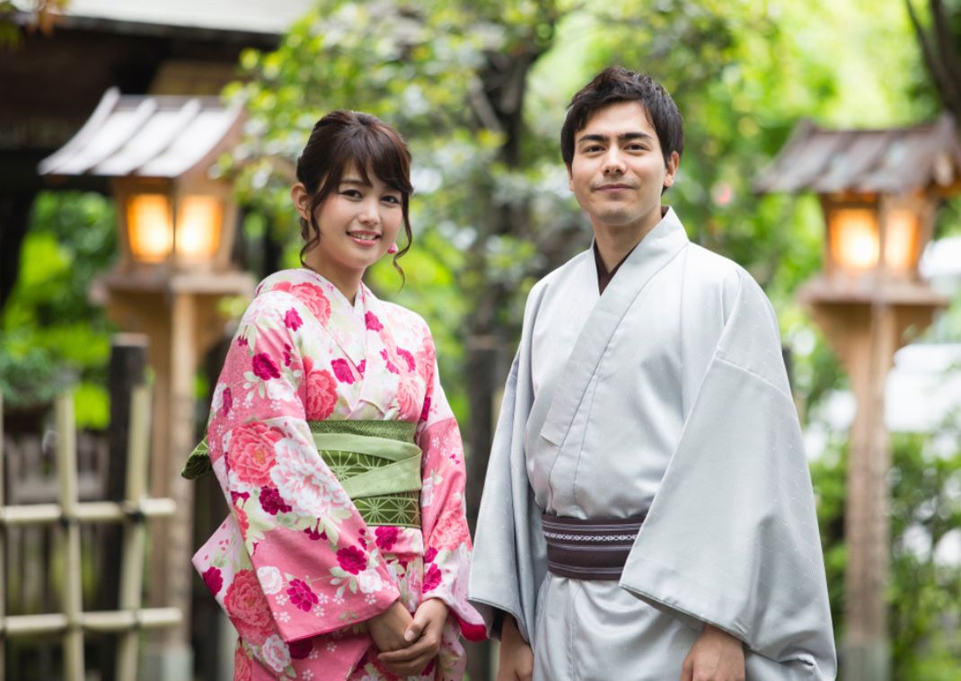 Couple wearing Japanese summer yukata